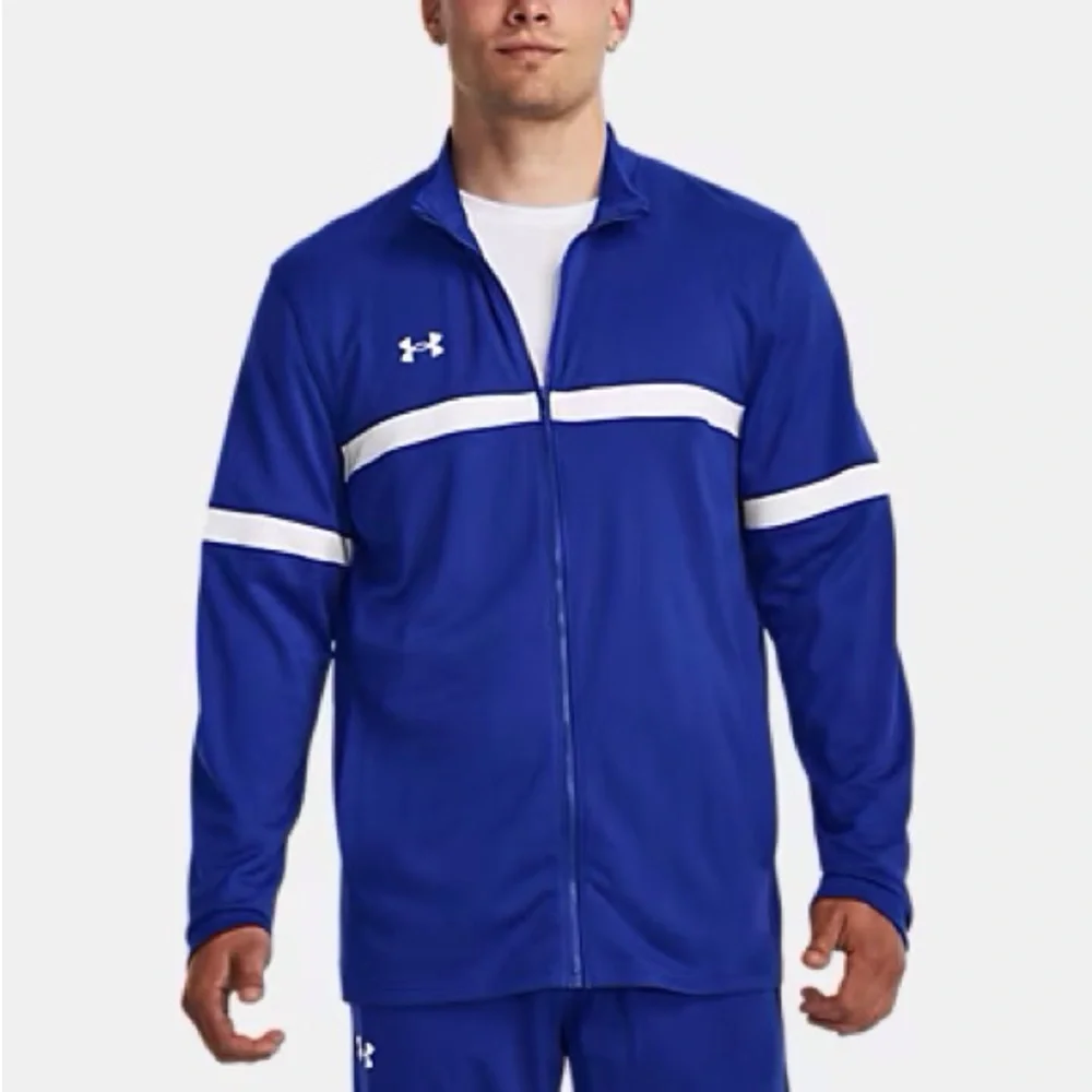 Under Armour Men L Royal Blue Full Zip UA Knit Warm Up Team Track Jacket NWT